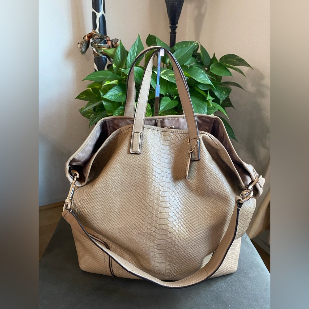 Coach Hadley XL Exotic Python Embossed Leather Du… - image 16